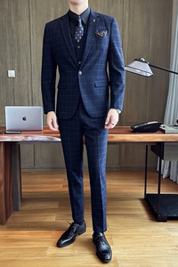 2025秋季新西装套装修身休闲商务大码工西服男士礼服SJT9988-P285图片