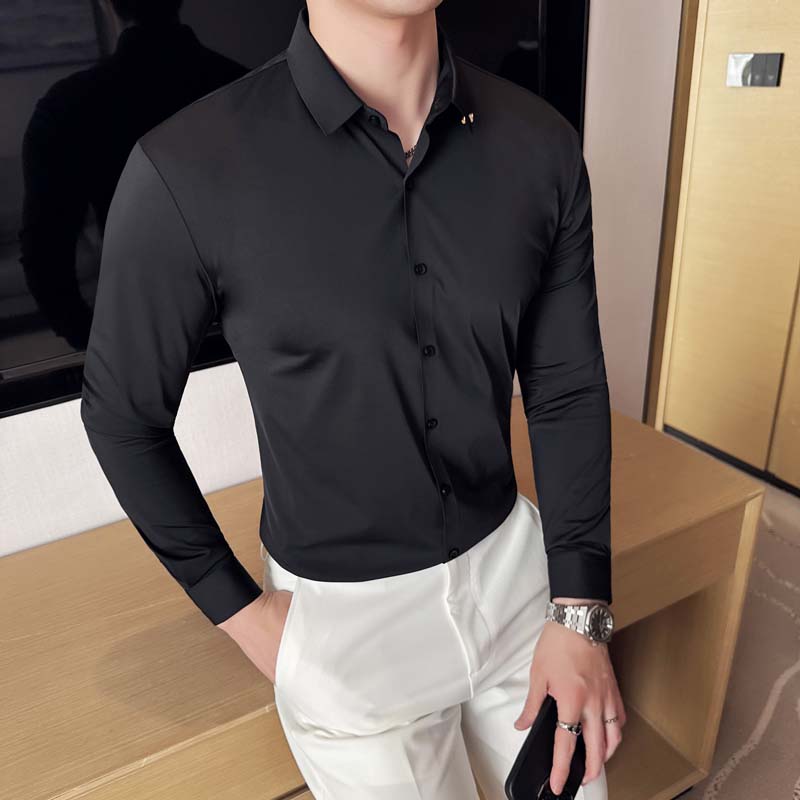 2025秋季新款高弹力长袖衬衫男无痕衬衣A311-CS3090-P68，男装衬衫，电商A311