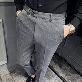 木框2025新款条纹男士修身西裤休闲裤大码西裤A311-DK9962-P75，男装西裤，电商A311
