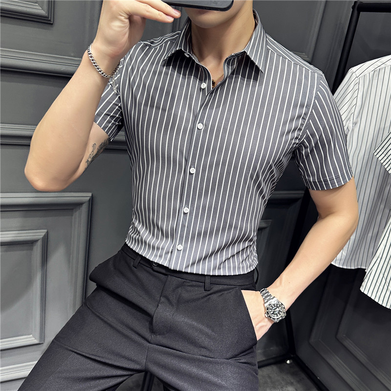 2025夏季短袖无痕衬衫韩版修身商务休闲衬衣男A311-CSZ6800-P60,男装T恤,电商A311