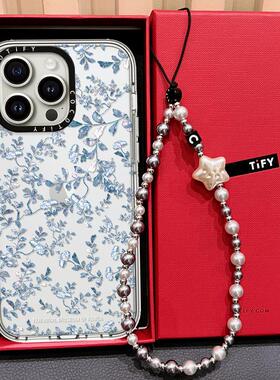 C家文佳焕同款博物馆珍珠贝母碎花适用iphone15promax手机壳苹果14pro透明保护套16/13/12女17PROMAX日韩17