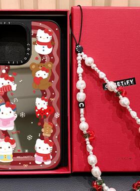 C家镜面MagSafe磁吸Kitty凯蒂猫新年红色波浪凯蒂猫适用iphone16手机壳15promax苹果14pro卡通13可爱12/17PRO