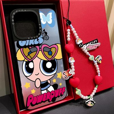 C家镜面飞天小女警适用iphone15pro手机壳16promax苹果13磁吸MagSafe女款12卡通可爱17PROMAX手链挂绳14plus