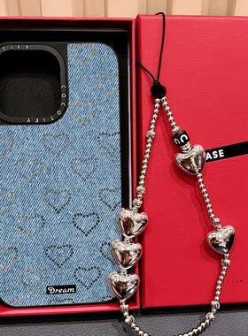 C家磁吸MagSafe镜面牛仔布纹镂空爱心适用iphone16手机壳15promax苹果14pro小众13艺术17P蝴蝶结星星17PROMAX