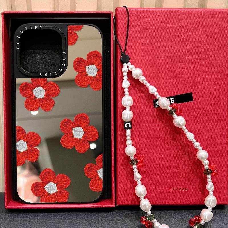 C家联蔡依林同款红色钩针花适用iphone16手机壳15promax苹果14pro镜面MagSafe磁吸17小众艺术12时尚女17PRO,3C数码配件,手机保护套/壳,淘宝优惠券,粉丝福利购,淘宝优惠卷