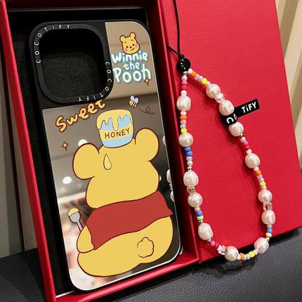 C家可爱维尼熊背影适用iphone17PROMAX/16promax手机壳15pro苹果14镜面MagSafe磁吸13草莓熊12卡通11保护套女
