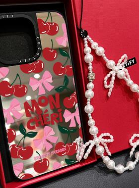 C家镜面ins樱桃蝴蝶结适用苹果17/15promax手机壳iphone14pro保护套16少女12磁吸MagSafe新款17PROMAX日韩13