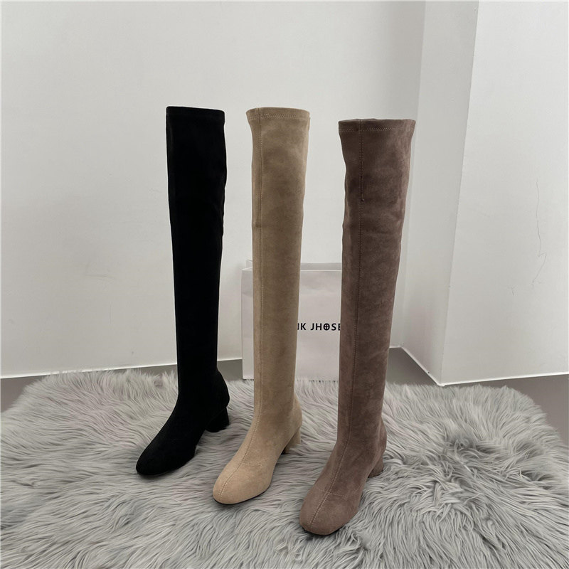 HIGH HEELS STRETCH SKINNY BOOTS WOMENS SHOES AUTUMN AND WINTER 2024 NEW INTERNET CELEBRITY OVER-THE-KNEE SKIRT VERSATILE SINGLE BOOTS