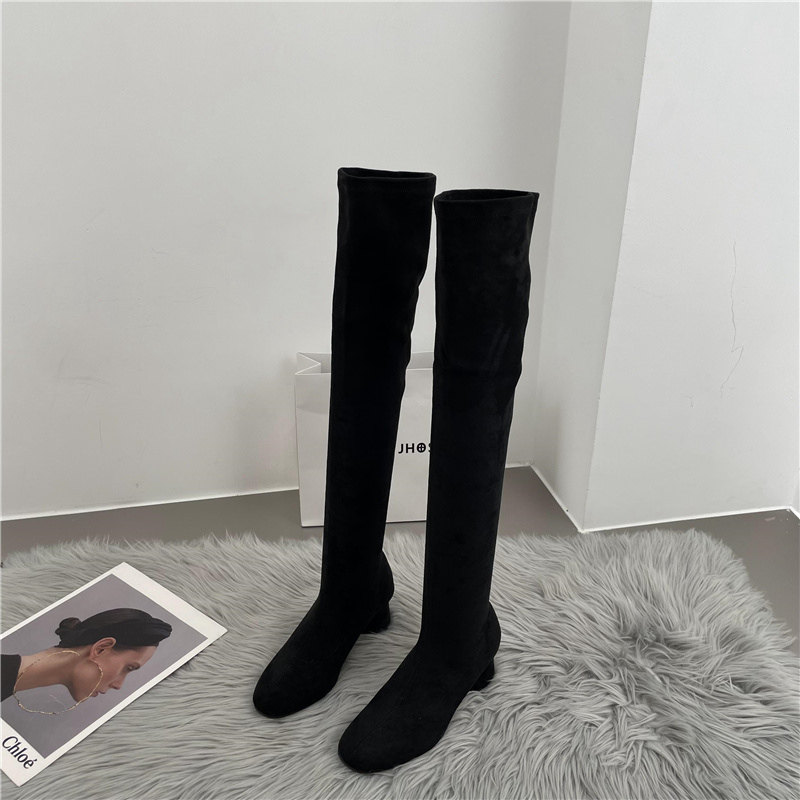HIGH HEELS STRETCH SKINNY BOOTS WOMENS SHOES AUTUMN AND WINTER 2024 NEW INTERNET CELEBRITY OVER-THE-KNEE SKIRT VERSATILE SINGLE BOOTS