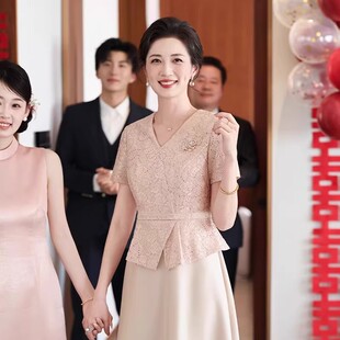 假两件裙子 2026新款 夏季 妈妈婚宴礼服高贵年轻五一结婚喜婆婆夏装