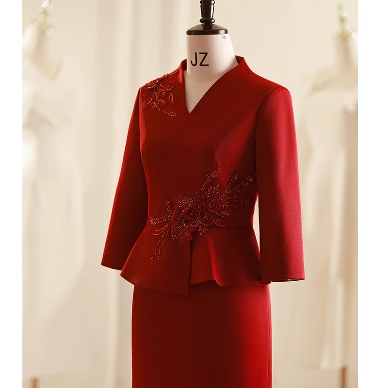 高端喜婆婆婚宴装喜服旗袍2025新款高贵年轻女方妈妈年轻婚礼礼服