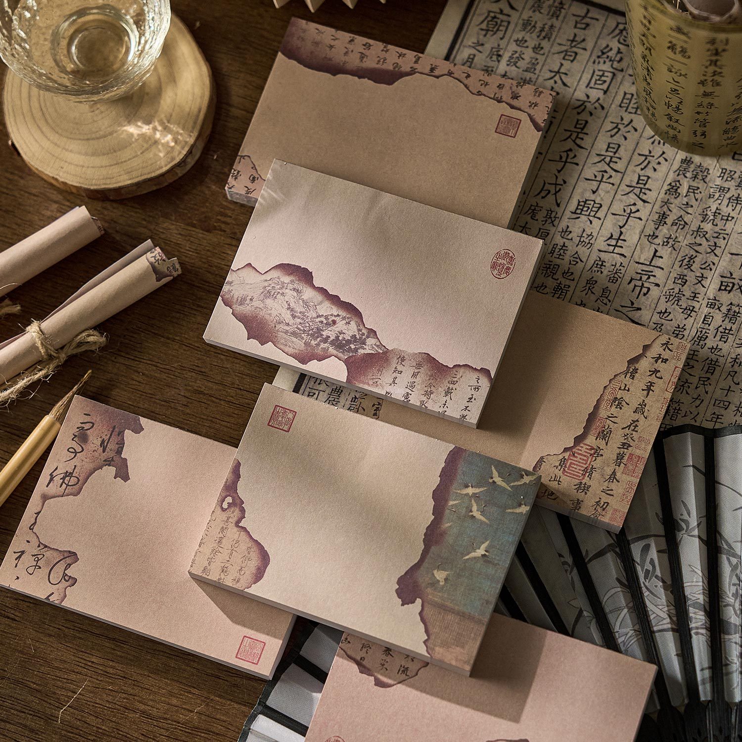 80张兰亭序古风便签本手账素材纸