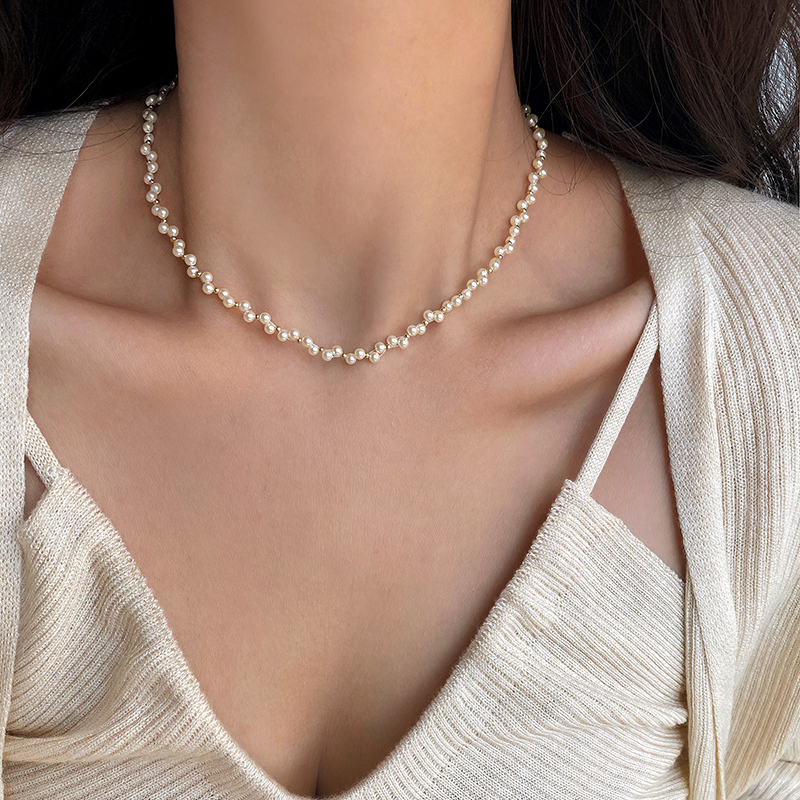 法式缠绕复古珠珠项链