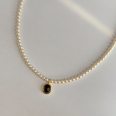 黑色玛瑙人造珍珠项链高级感轻奢小众女款 设计感配饰女 2025新款