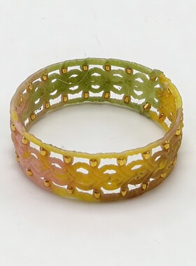 手工编织蜡线马卡龙渐变色芝麻珠戒指爱心指环