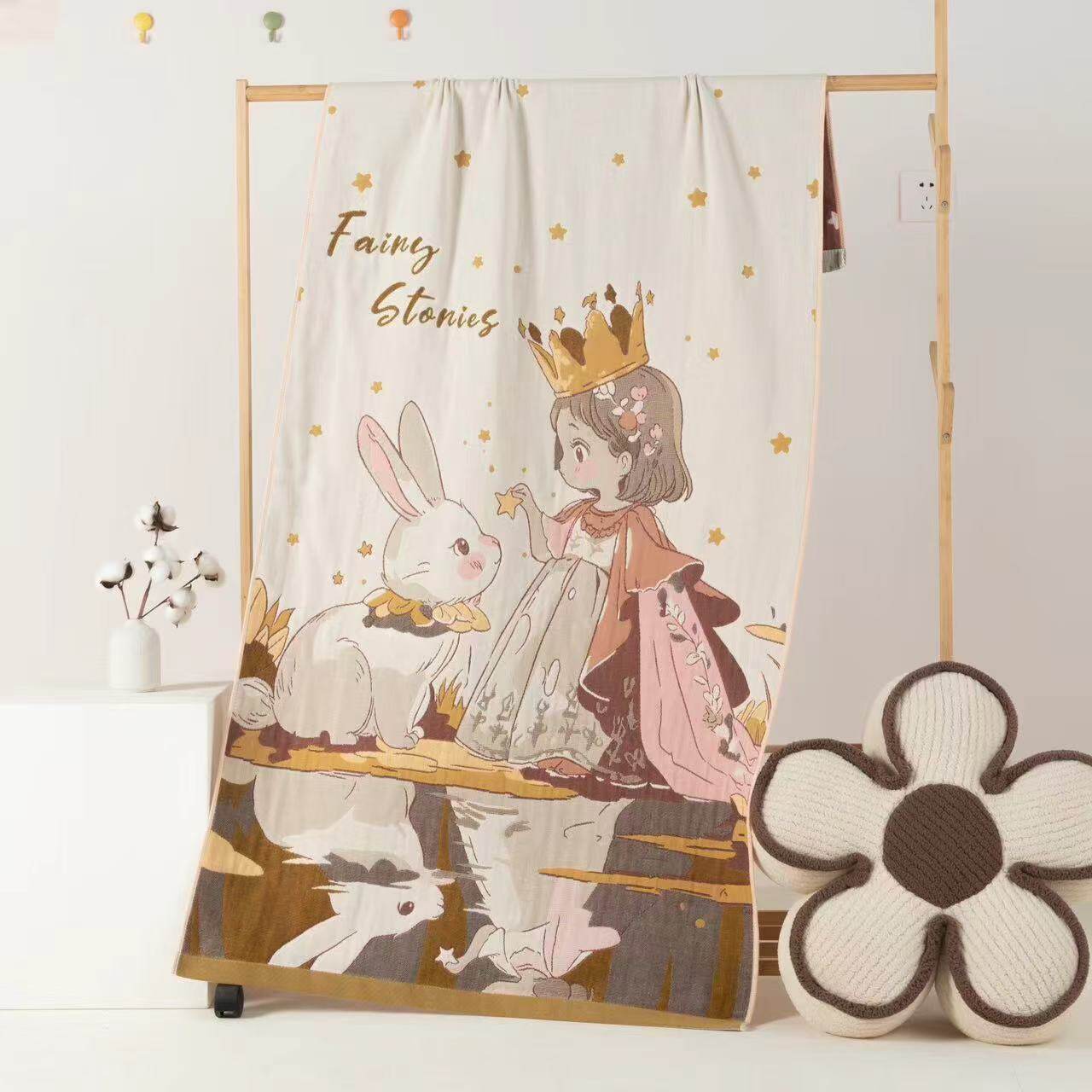 纯棉纱布大浴巾80x160 柔软吸水不掉毛纯棉4层纱布