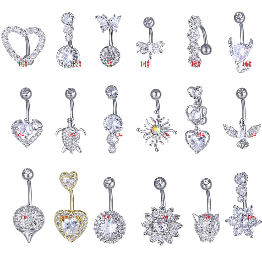 肚脐钉新款女不过敏镀真白金轻奢穿刺饰品欧美性感肚脐环脐钉钛钢