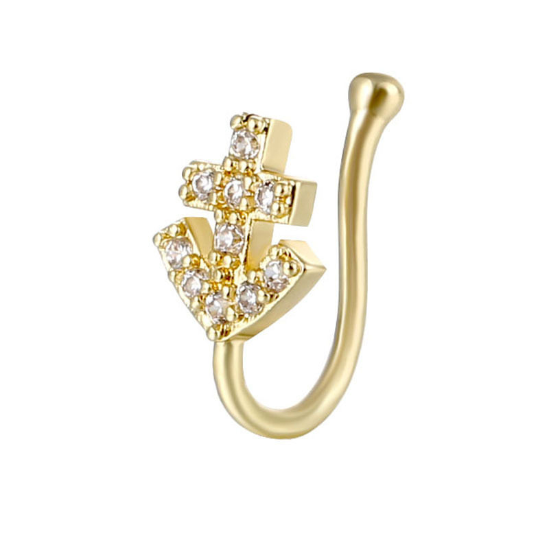 潮流心形鼻环镶钻无穿孔合金鼻夹欧美潮流人体穿刺饰品鼻夹假鼻环