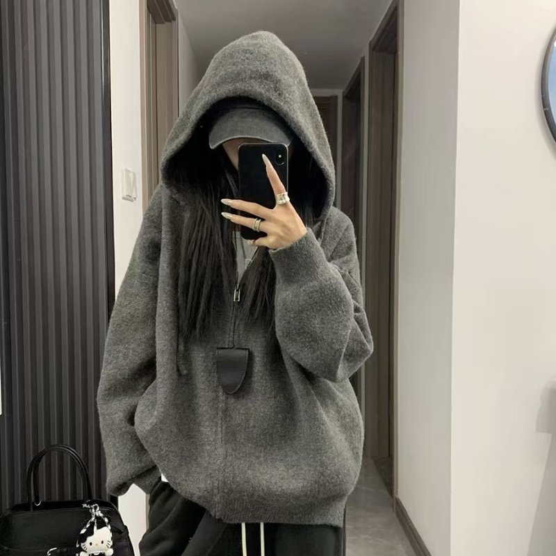 秋冬新款100%纯羊毛衫女连帽加厚拉链针织开衫时尚百搭毛衣外套女,女装/女士精品,毛针织衫,淘宝优惠券,粉丝福利购,淘宝优惠卷