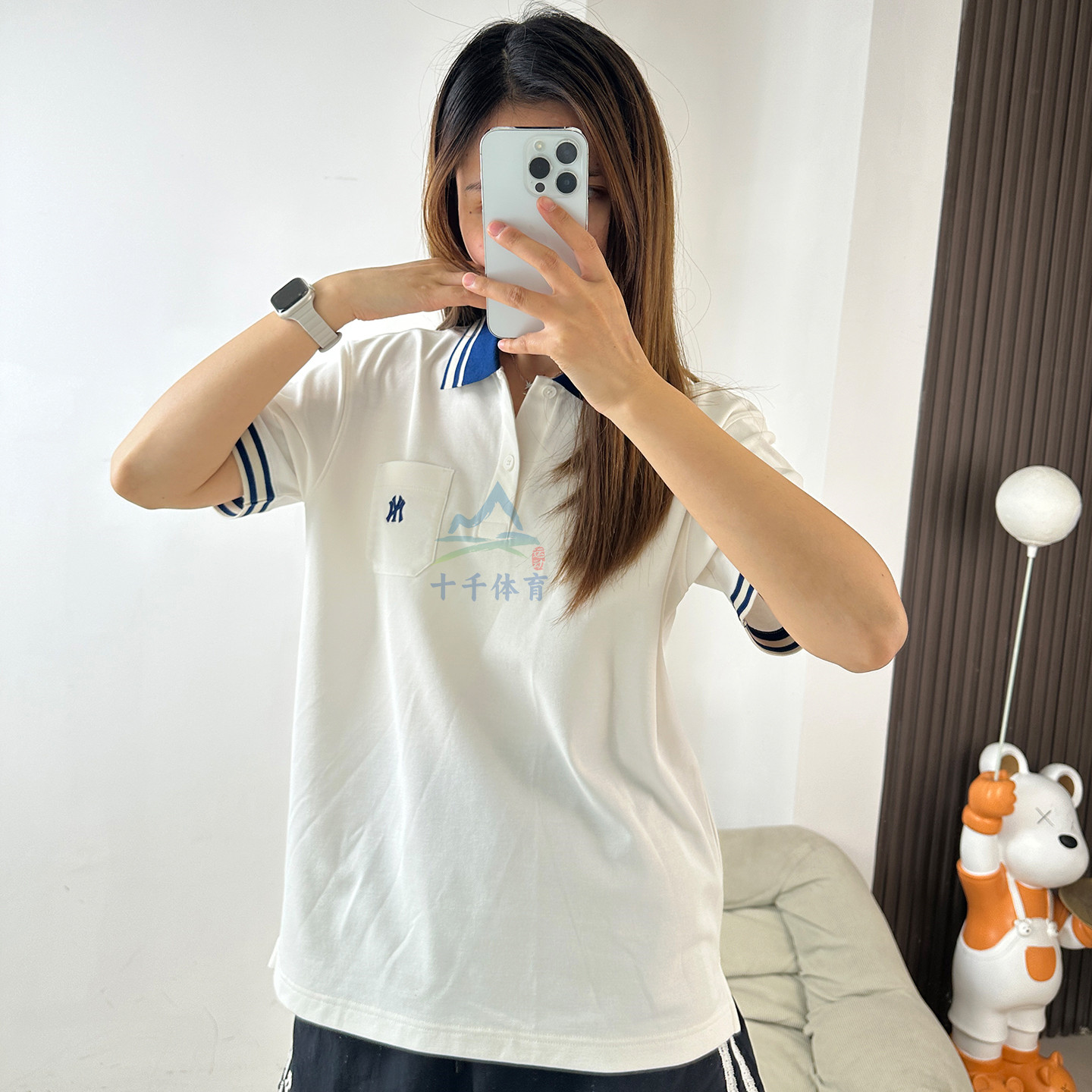 26新款MLB情侣短袖男女NY复古撞色POLO衫翻领运动T恤3APQV0763