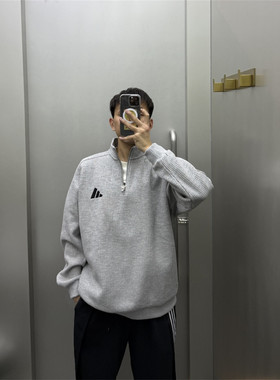 26春季阿迪达斯男子运动加绒半拉链针织套头衫卫衣KV5944/KV5943