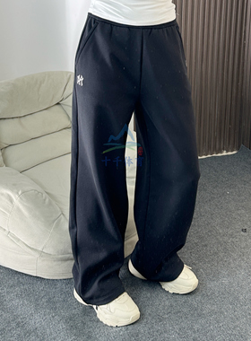 25秋季新款MLB运动裤女子NY刺绣小标阔腿裤直筒休闲长裤3FPTB1556