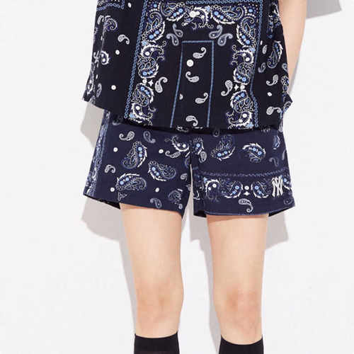 MLB男女腰果花梭织运动短裤