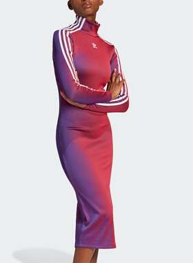 Adidas阿迪达斯三叶草新款女士修身时尚潮流休闲运动连衣裙JW9745