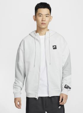 Nike耐克男子薄绒连帽衫25春季新款卫衣宽松复古拼接叠搭HJ0637