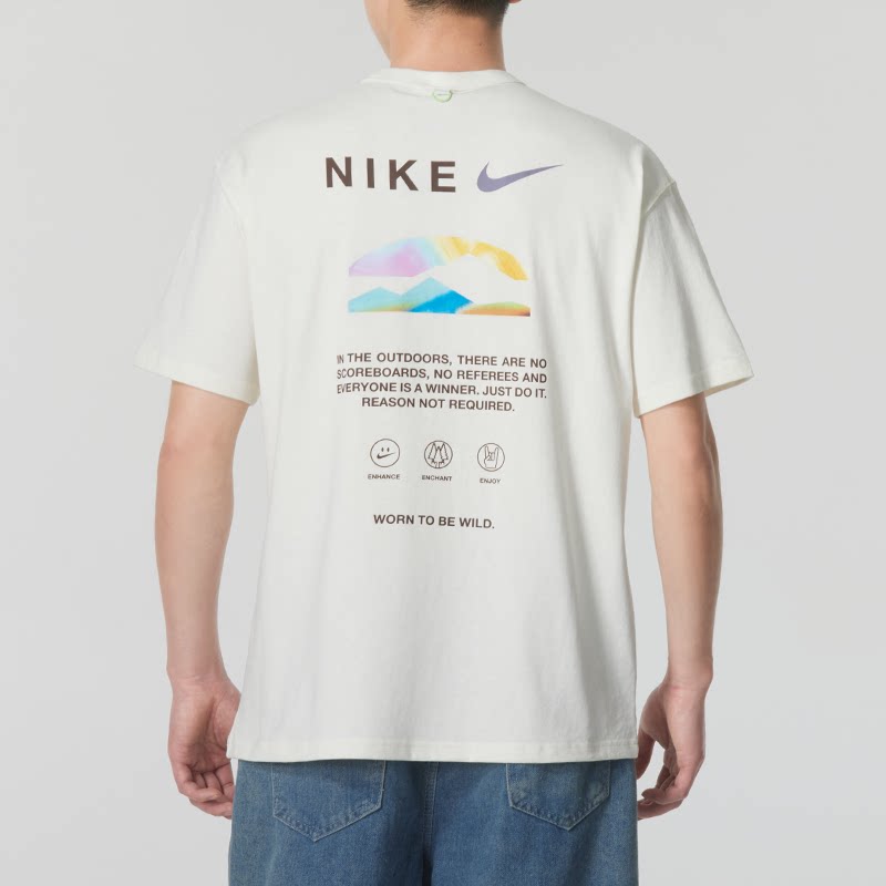 24春夏Nike耐克短袖男款背标宽松休闲圆领印花纯棉运动T恤HF6172