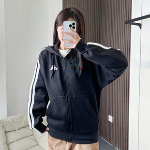 25新款阿迪达斯男子针织夹克休闲连帽外套跑步运动拉链卫衣JD1870