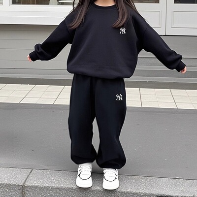 MLB儿童刺绣LOGO纯色运动长裤