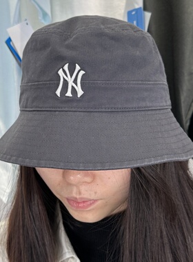 MLB男女情侣25春季新款NY小标休闲遮阳防晒渔夫帽3AHTB035N
