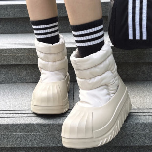 Adidas阿迪达斯三叶草棉鞋 贝壳头可拆卸厚底保暖靴子IG2160 男女款