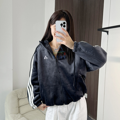阿迪达斯女保暖运动连帽夹克外套