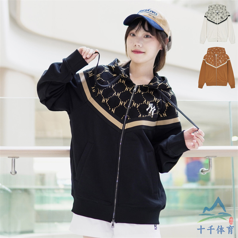 MLB男女钻石老花小logo连帽外套