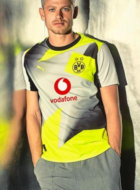 彪马PUMA多特蒙德客场球迷版球衣吸湿速干男子运动短袖T恤780104