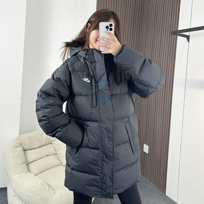 耐克保暖过膝宽松连帽运动羽绒服