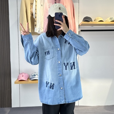 MLB男女NY灵落老花刺绣牛仔外套