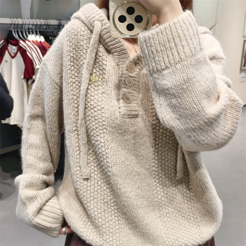 阿迪达斯三叶草女子针织连帽毛衣