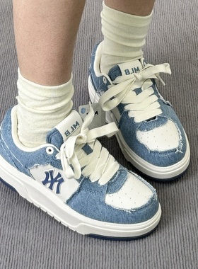 25春季新款MLB板鞋男女NY洋基队牛仔情侣运动鞋休闲鞋3ASXV015N