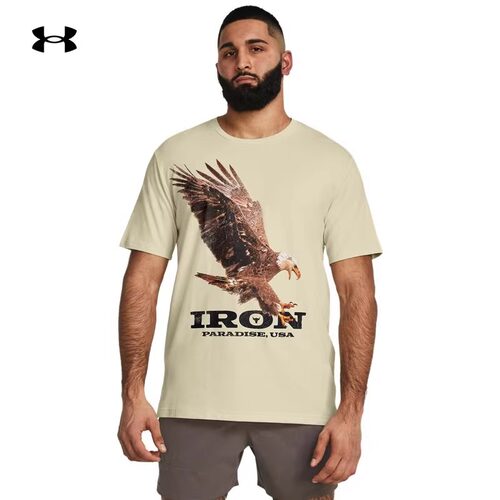 安德玛印花透气男子训练短袖T恤