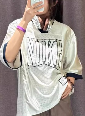 25新款NIKE耐克女子潮流球衣风OVERSIZE风短袖图案球衣 HJ0281