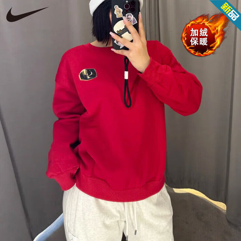 JORDAN耐克女装上衣针织套头衫25春季新款印花圆领卫衣HJ0206-687