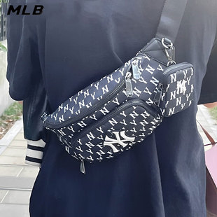 MLB单肩背包男女胸包复古老花腰包NY休闲包斜挎包运动包3AHSM012N