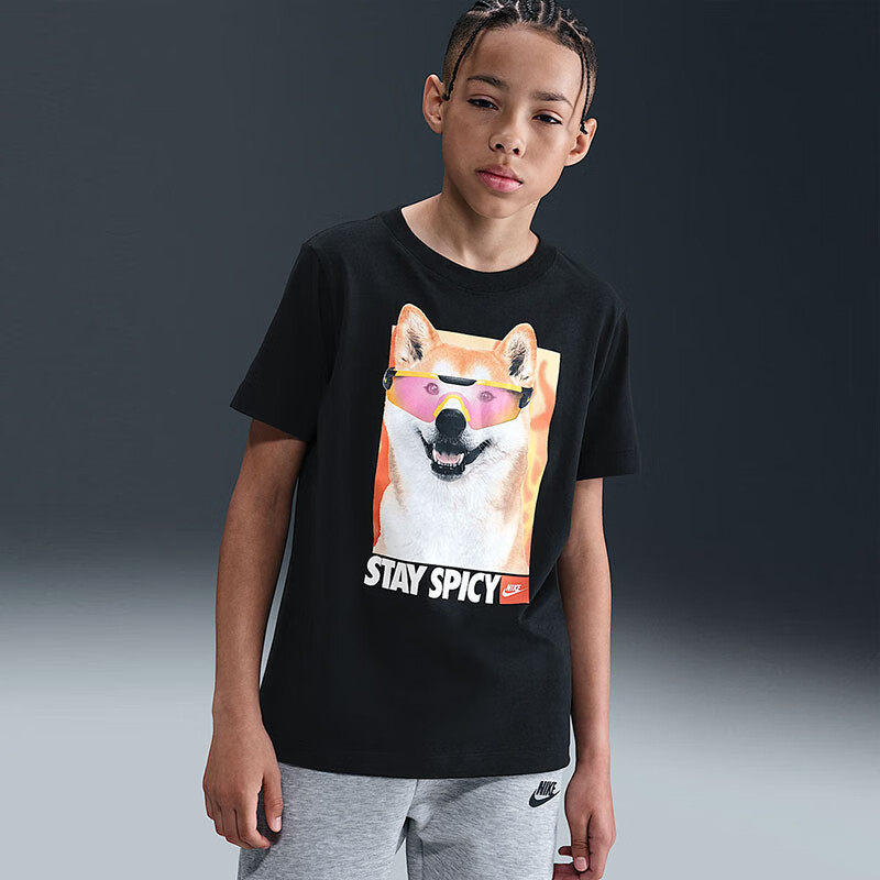 NIKE耐克男女童短袖运动休闲百搭舒适吸汗透气圆领套头T恤 HV5206