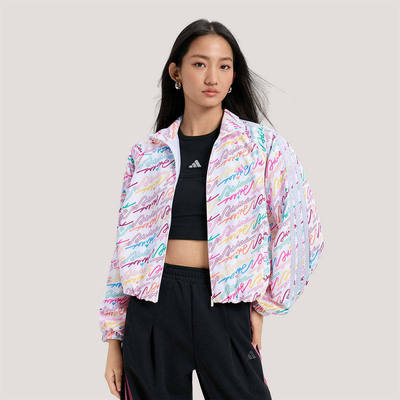 阿迪达斯三条纹连帽外套女子夹克