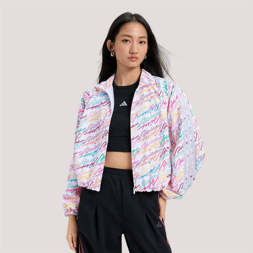 阿迪达斯三条纹连帽外套女子夹克