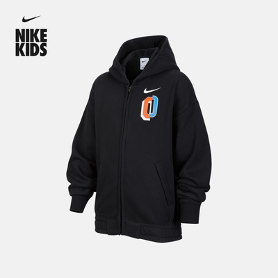 NIKE耐克大童加绒连帽衫拉链卫衣