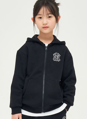 24新款MLB儿童外套男女童NY复古刺绣连帽开衫运动夹克7AHDB0346